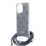 Guess для iPhone 15 Pro Max чехол Crossbody PC/TPU 4G Hard + Nylon cord Blue
