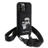 Karl Lagerfeld для iPhone 15 Pro Max чехол Crossbody cardslot PU Saffiano NFT Karl&Choupette Hard Black