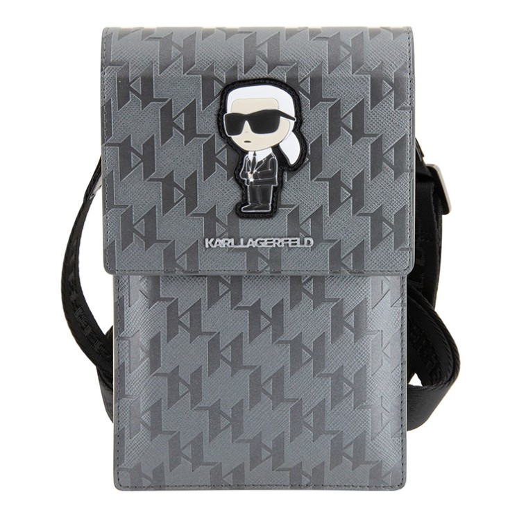 Lagerfeld для смартфонов сумка Wallet Phone Pouch Saffiano Monogram NFT Karl Ikonik Silver