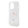 Hello Kitty для iPhone 15 Pro Max чехол PC/TPU Kitty Head + Ring Stand Hard Glitter Transp (MagSafe)