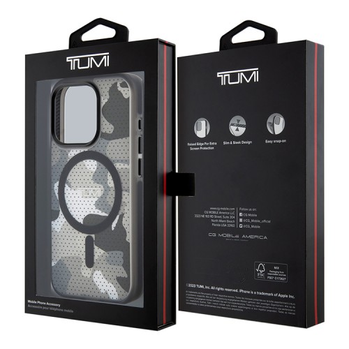 TUMI для iPhone 15 Pro чехол PC/TPU Frosted Mesh CAMO Hard Black (MagSafe)