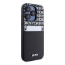 DKNY для iPhone 15 Pro чехол PU Repeat texture with Cardslot Metal logo Hard Black