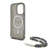 Guess для iPhone 16 Pro Max чехол PC/TPU Glitter (MagSafe) +шнурок из бисера, черный 