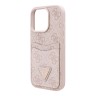 Guess для iPhone 16 Pro чехол PU кожа 4G Double cardslot Triangle metal logo Pink