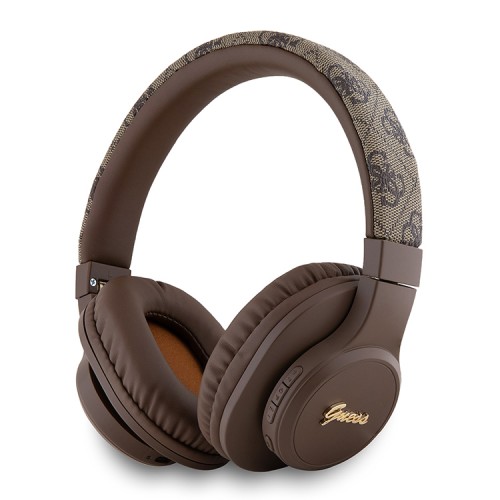 Guess наушники беспроводные накладные Bluetooth Headphones Sound PU 4G Script Metal Logo Brown