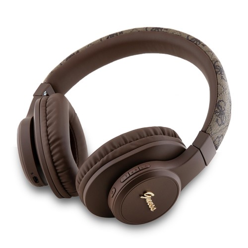 Guess наушники беспроводные накладные Bluetooth Headphones Sound PU 4G Script Metal Logo Brown