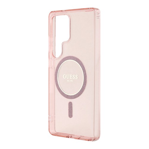 Guess для Galaxy S25 Ultra чехол PC/TPU Glitter Circle Hard Pink (MagSafe)