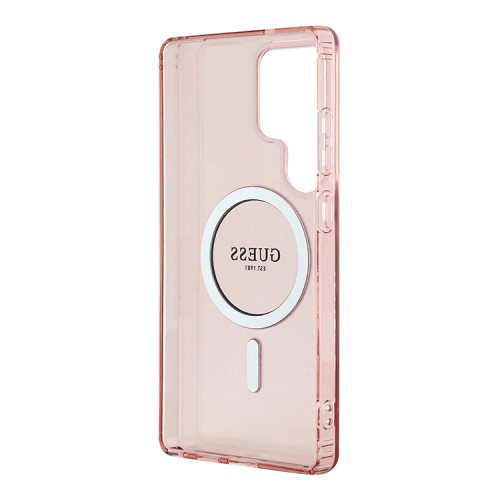 Guess для Galaxy S25 Ultra чехол PC/TPU Glitter Circle Hard Pink (MagSafe)