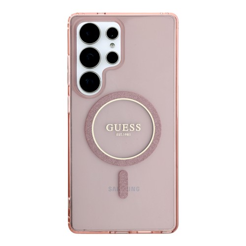 Guess для Galaxy S25 Ultra чехол PC/TPU Glitter Circle Hard Pink (MagSafe)
