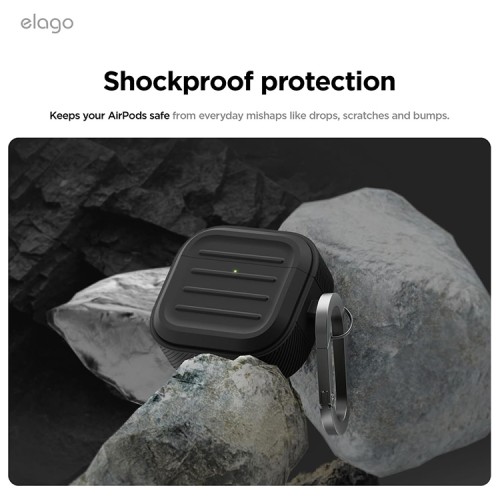 Elago для AirPods 4 чехол Armor Silicone Hang case Black