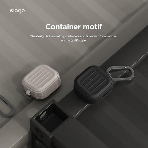 Elago для AirPods 4 чехол Armor Silicone Hang case Black
