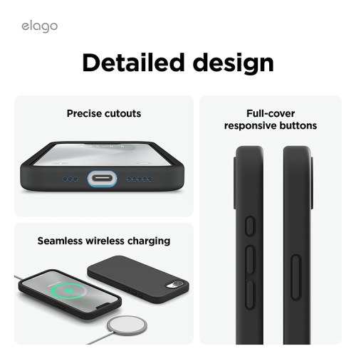 Elago для iPhone 16e чехол Soft silicone (Liquid) Black