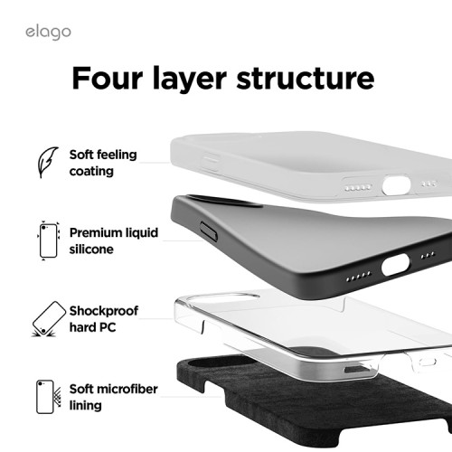 Elago для iPhone 16e чехол Soft silicone (Liquid) Black