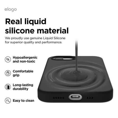 Elago для iPhone 16e чехол Soft silicone (Liquid) Black