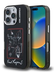 Karl Lagerfeld для iPhone 16 Pro Max чехол PC/TPU Sketch Metal Camera Hard Black