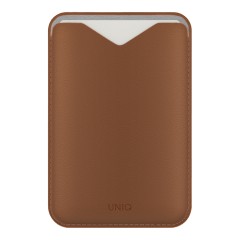 Uniq картхолдер Lyden EVO магнитный кожаный с подставкой для телефона, Caramel