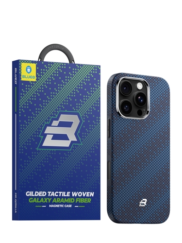 BlueO чехол для iPhone 16 Pro Max, Tactile Woven Armor Aramid fiber (Kevlar) Galaxy Blue (MagSafe)