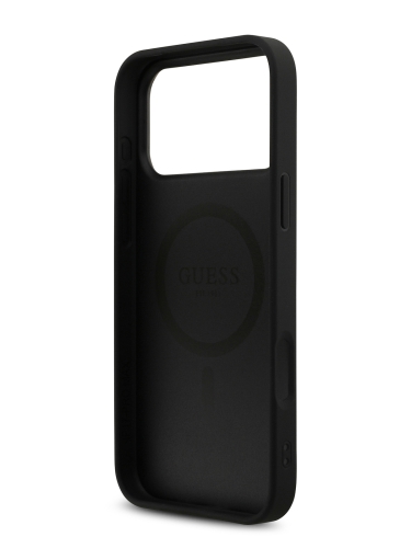 Guess для iPhone 17 Pro чехол PU 4G Triangle Diamond metal logo Hard Black (MagSafe)