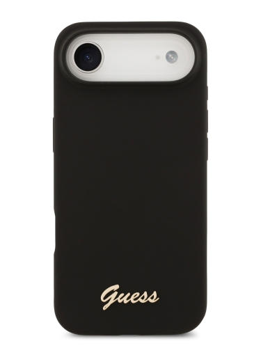Guess для iPhone Air чехол Liquid silicone Gold metal logo Hard Black (MagSafe)