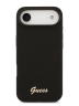 Guess для iPhone Air чехол Liquid silicone Gold metal logo Hard Black (MagSafe)