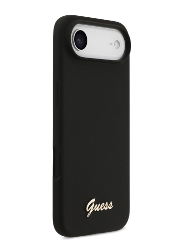 Guess для iPhone Air чехол Liquid silicone Gold metal logo Hard Black (MagSafe)