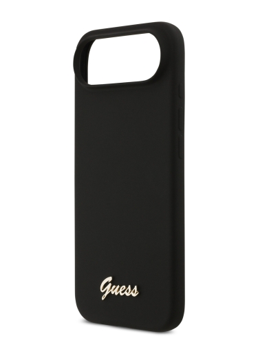 Guess для iPhone Air чехол Liquid silicone Gold metal logo Hard Black (MagSafe)