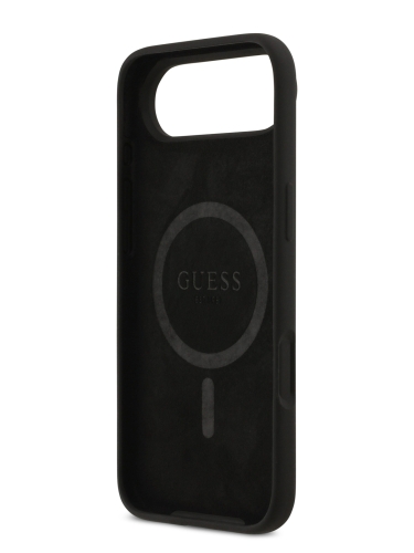 Guess для iPhone Air чехол Liquid silicone Gold metal logo Hard Black (MagSafe)