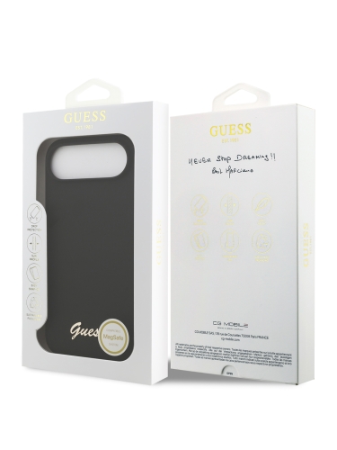 Guess для iPhone Air чехол Liquid silicone Gold metal logo Hard Black (MagSafe)