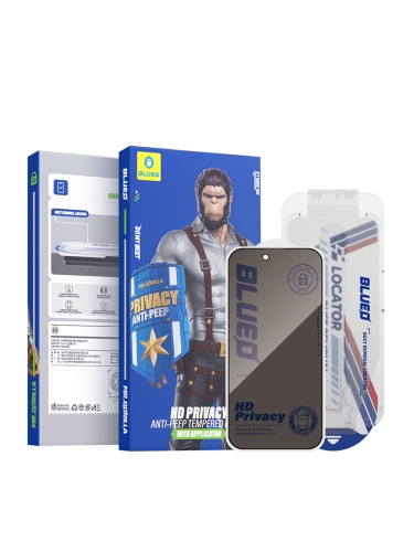 BlueO стекло защитное для iPhone 17 Pro Max/16 Pro Max, Anti-peep Black (+installerPro)