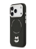 Karl Lagerfeld для iPhone 17 Pro чехол PU NFT Choupette head Metal pin & Camera Hard Black (MagSafe)