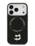 Karl Lagerfeld для iPhone 17 Pro чехол PU NFT Choupette head Metal pin & Camera Hard Black (MagSafe)