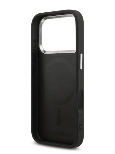 Karl Lagerfeld для iPhone 17 Pro чехол PU NFT Choupette head Metal pin & Camera Hard Black (MagSafe)