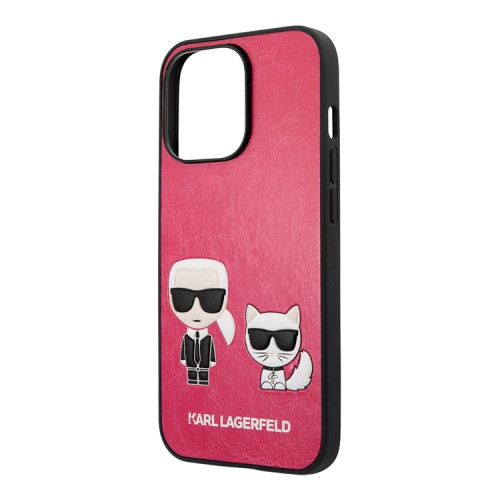 Чехол Lagerfeld PU Karl & Choupette Hard для iPhone 13 Pro Max, фуксия