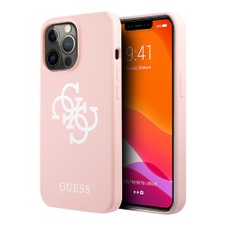Чехол Guess Liquid Silicone 4G Big logo Hard для iPhone 13 Pro, розовый