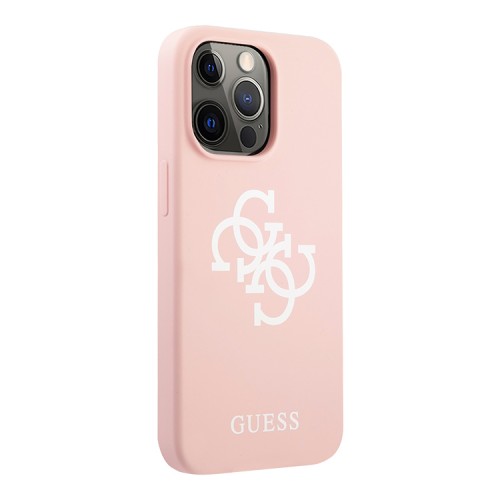 Чехол Guess Liquid Silicone 4G Big logo Hard для iPhone 13 Pro, розовый