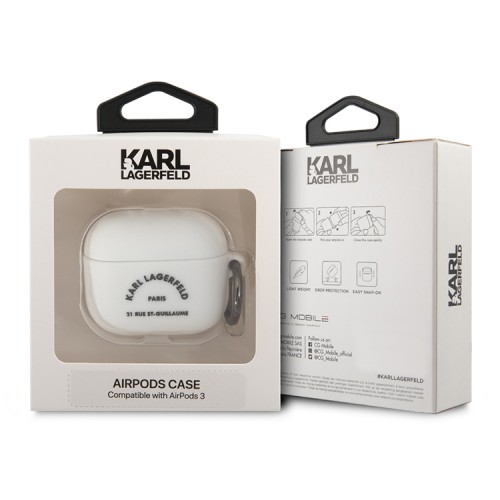 Чехол Karl Lagerfeld Silicone case with ring RSG logo для Airpods 3 (2021), белый