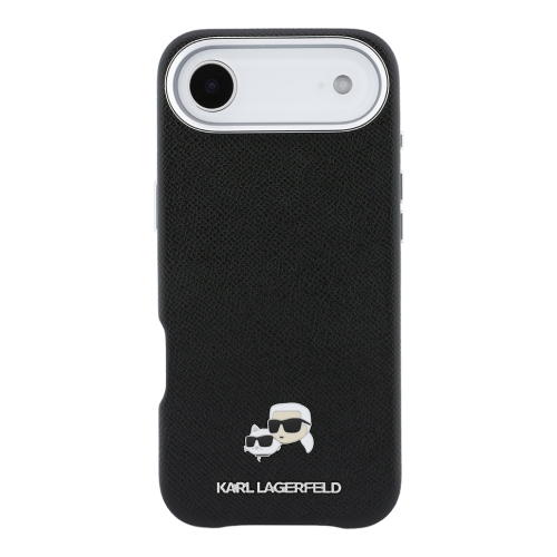 Karl Lagerfeld для iPhone Air чехол PU Saffiano FW NFT Karl&Choupette metal & Cam Black (MagSafe)