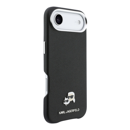Karl Lagerfeld для iPhone Air чехол PU Saffiano FW NFT Karl&Choupette metal & Cam Black (MagSafe)