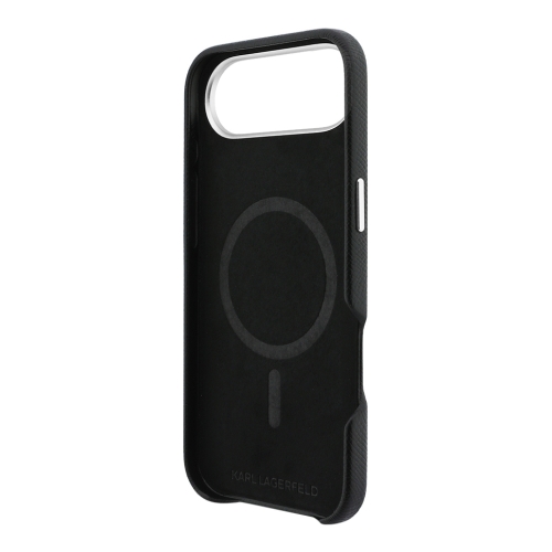 Karl Lagerfeld для iPhone Air чехол PU Saffiano FW NFT Karl&Choupette metal & Cam Black (MagSafe)