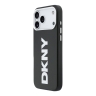 DKNY для iPhone 17 Pro чехол PU Full Wrapped leather Verical logo Metal Cam Hard Black (MagSafe)
