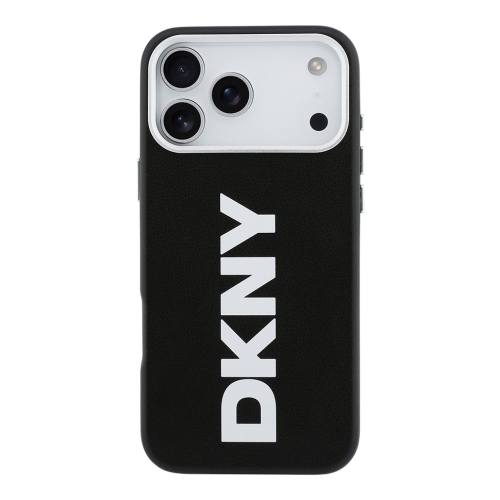DKNY для iPhone 17 Pro чехол PU Full Wrapped leather Verical logo Metal Cam Hard Black (MagSafe)