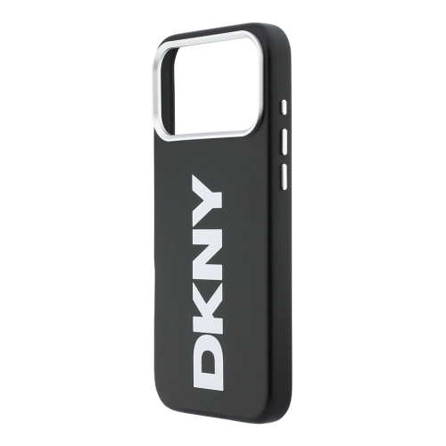 DKNY для iPhone 17 Pro чехол PU Full Wrapped leather Verical logo Metal Cam Hard Black (MagSafe)