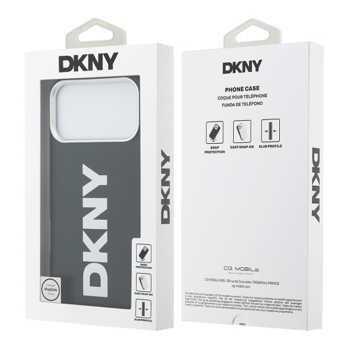 DKNY для iPhone 17 Pro чехол PU Full Wrapped leather Verical logo Metal Cam Hard Black (MagSafe)