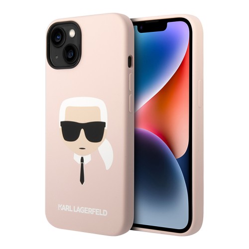 Чехол Lagerfeld Liquid silicone Karl's Head Hard для iPhone 14, розовый (MagSafe)