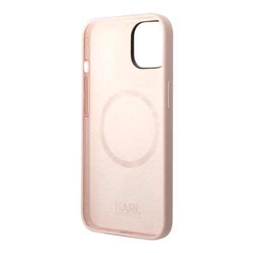 Чехол Lagerfeld Liquid silicone Karl's Head Hard для iPhone 14, розовый (MagSafe)