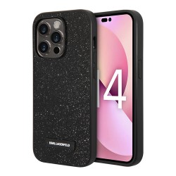 Чехол Karl Lagerfeld Solid glitter Plaque logo Hard для iPhone 14 Pro, черный