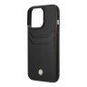 Кожаный чехол BMW Signature leather with cardslot Hard для iPhone 14 Pro, черный