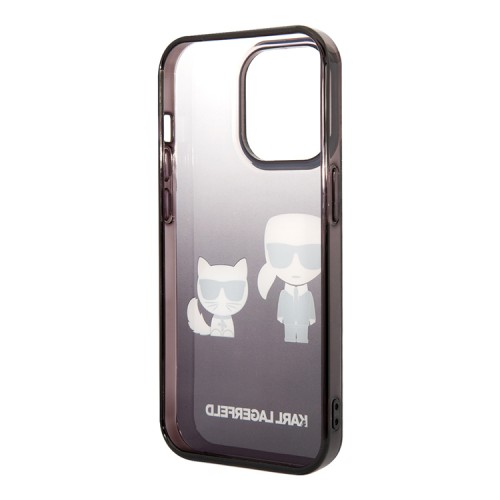 Чехол Lagerfeld Karl & Choupette Hard Gradient для iPhone 14 Pro, черная рамка