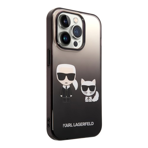 Чехол Lagerfeld Karl & Choupette Hard Gradient для iPhone 14 Pro, черная рамка