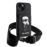 Чехол Lagerfeld Crossbody cardslot PU Saffiano Monogram NFT Karl Ikonik Hard для iPhone 14, черный